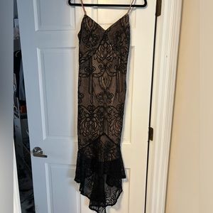 Black lace midi dress